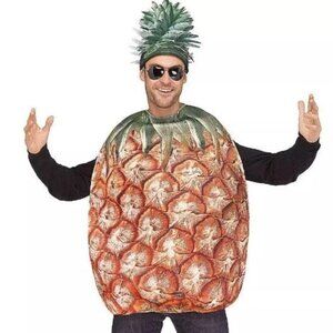Pineapple Halloween Costume Fruit 2 Pc Tunic & Hat Brown Pullover Teen Adult